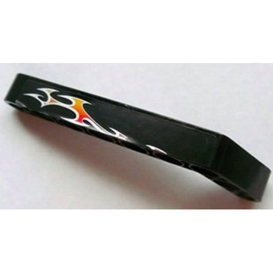 Technic, Liftarm 1 x 9 Bent (7 - 3) Thick with Flames Pattern Model Left (Sticker) - Set 8646