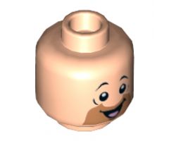 Minifigure, Head Orange Cut Half Circle Beard, Black Eyebrows, Open Mouth, Smile, Tongue Pattern (Barney Rubble) - Hollow Stud