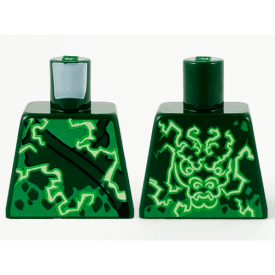 Torso Tunic with Bright Green and White Electricity Energy and Dragon on Back Pattern