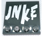 Tile, Modified 4 x 4 with Studs on Edge with 'UNKE' (U Cut in Half) Pattern (Sticker) - Set 75977