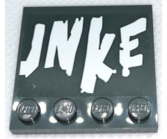 Tile, Modified 4 x 4 with Studs on Edge with 'UNKE' (U Cut in Half) Pattern (Sticker) - Set 75977