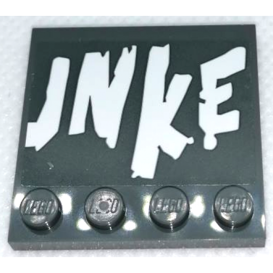 Tile, Modified 4 x 4 with Studs on Edge with 'UNKE' (U Cut in Half) Pattern (Sticker) - Set 75977