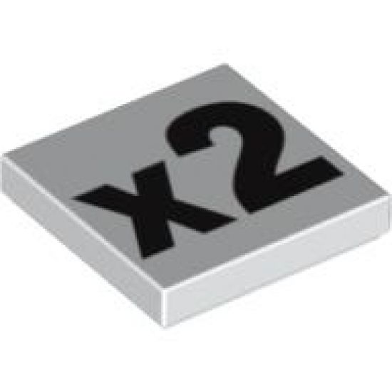 Tile 2 x 2 with Black 'x2' Pattern