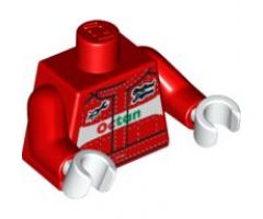 Torso Octan Race Suit with White Stitching and 'N. Groves' Pattern / Red Arms / White Hands