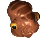 Minifigure, Head, Modified SW Mon Calamari with Large Reddish Brown Skin Texture and Yellow and Black Eyes Pattern