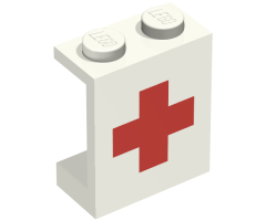 Panel 1 x 2 x 2 - Solid Studs with Red Cross Pattern