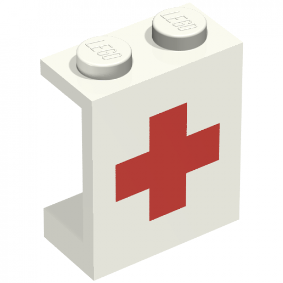 Panel 1 x 2 x 2 - Solid Studs with Red Cross Pattern