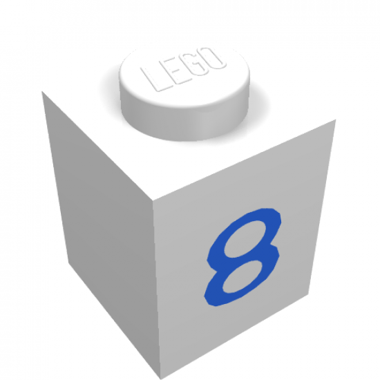Brick 1 x 1 with Blue '8' Pattern