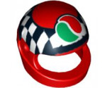 Minifigure, Headgear Helmet Motorcycle (Standard) with Checkered Stripe and Octan Logo Pattern