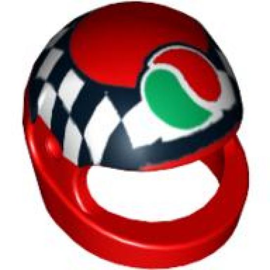 Minifigure, Headgear Helmet Motorcycle (Standard) with Checkered Stripe and Octan Logo Pattern
