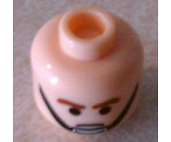 Minifigure, Head Male Brown Eyebrows and Black Chin Strap Pattern - Hollow Stud