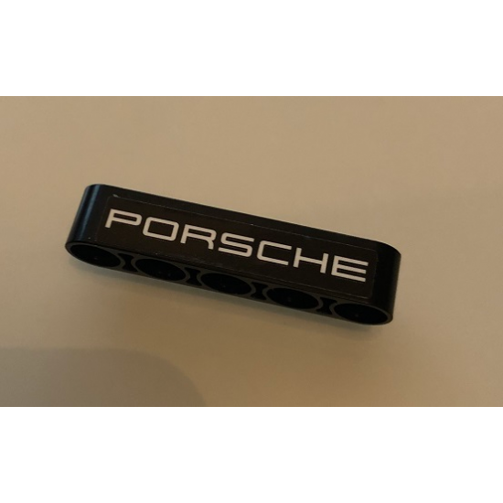 Technic, Liftarm 1 x 5 Thick with White 'PORSCHE' on Black Background Pattern (Sticker) - Set 42096
