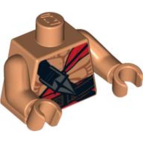 Torso Indiana Jones Bare Chest with Muscles, Red Sash and Ceremonial Knife Pattern / Nougat Arms / Nougat Hands