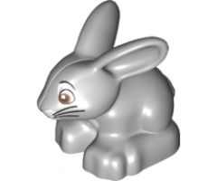 Duplo, Animal Bunny / Rabbit Head Pointed Straight with Whiskers and Pink Nose Pattern