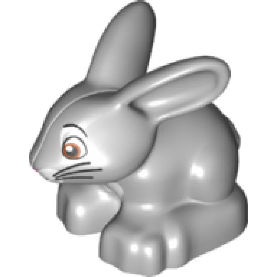 Duplo, Animal Bunny / Rabbit Head Pointed Straight with Whiskers and Pink Nose Pattern
