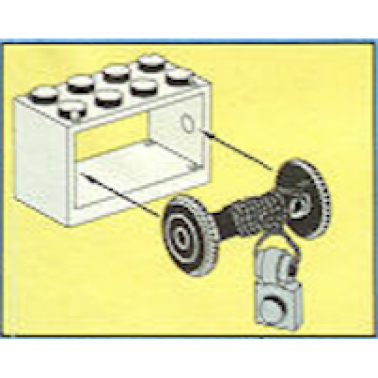 String Reel / Winch 2 x 4 x 2 Complete with String and Light Gray Plate, Modified 1 x 1 with Clip Light