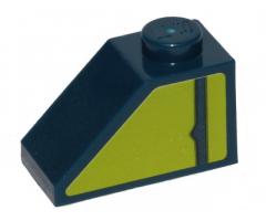 Slope 45 2 x 1 with Dark Blue Stripe on Lime Background Pattern Model Right Side (Sticker) - Set 70839
