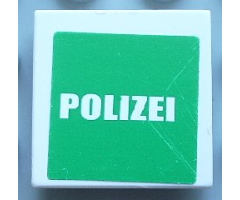 Tile 2 x 2 with White 'POLIZEI' on Green Background Pattern (Sticker) - Set 7236-1