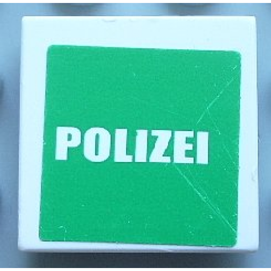 Tile 2 x 2 with White 'POLIZEI' on Green Background Pattern (Sticker) - Set 7236-1
