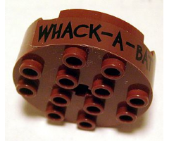Brick, Round 4 x 4 with 4 Side Pin Holes and Center Axle Hole with 'WHACK - A - BAT' Pattern (Sticker) - Set 7886