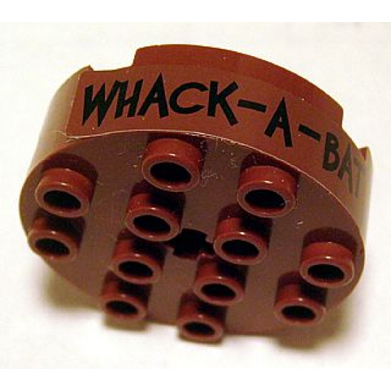 Brick, Round 4 x 4 with 4 Side Pin Holes and Center Axle Hole with 'WHACK - A - BAT' Pattern (Sticker) - Set 7886