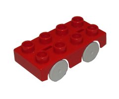 Duplo, Vehicle Car Base 2 x 4 with Very Light Bluish Gray Wheels