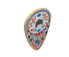 Minifigure, Shield Ovoid with Feathers and Helmet Pattern