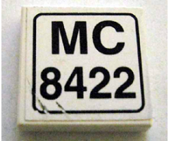 Tile 2 x 2 with 'MC 8422' Pattern (Sticker) - Set 8422