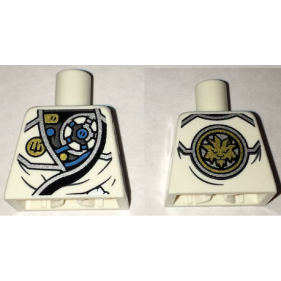 Torso Ninjago Robe with Exposed Mechanical Parts, Ninjago Logogram 'Z', and Gold Lion on Back Pattern