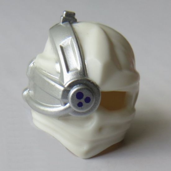 Minifigure, Headgear Ninjago Wrap with Silver Cyborg Eyepiece with Dark Purple Dots Pattern
