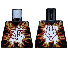 Torso Ninjago Dark Red and Gold Flames and White Ninjago Logogram 'Fire' Pattern