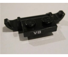 Plate, Modified 1 x 2 with Racers Car Grille with Silver 'V8' on Black Background Pattern (Sticker) - Set 8495