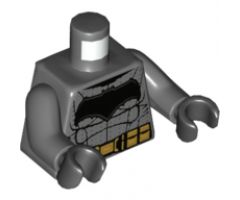 Torso Batman Large Bat Logo, Body Armor and Black and Gold Belt Pattern / Dark Bluish Gray Arms / Black Hands