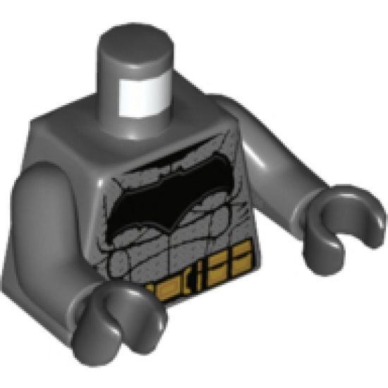 Torso Batman Large Bat Logo, Body Armor and Black and Gold Belt Pattern / Dark Bluish Gray Arms / Black Hands