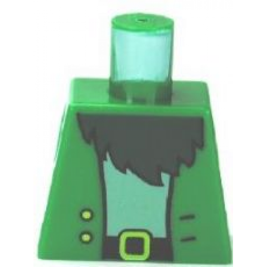 Torso SpongeBob Jacket with Two Buttons over Light Blue Shirt and Dark Green Beard Pattern