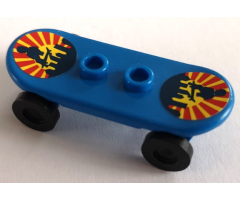 Minifigure, Utensil Skateboard with Trolley Wheel Holders with City Skyline/Skateboarder Pattern (Stickers), Black Trolley Wheels (42511pb08 / 2496)