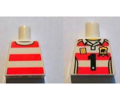 Torso Horizontal Red Stripes with Black Number 1 and Golden Brick and Shield Pattern