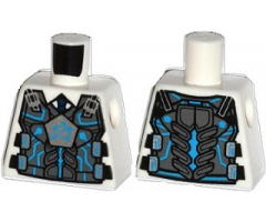Torso Body Armor with Dark Azure Ultra Agents Logo on Silver Pentagon over Shirt and Dark Blue Tie Pattern