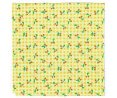Scala Cloth Blanket 17 x 17 with Yellow Check Stripes and Cherries Pattern