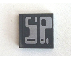 Tile 2 x 2 with Silver 'SP' Pattern (Sticker) - Set 7704