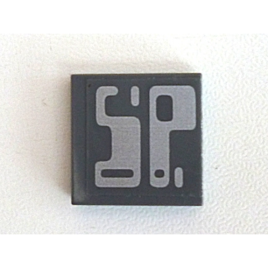 Tile 2 x 2 with Silver 'SP' Pattern (Sticker) - Set 7704
