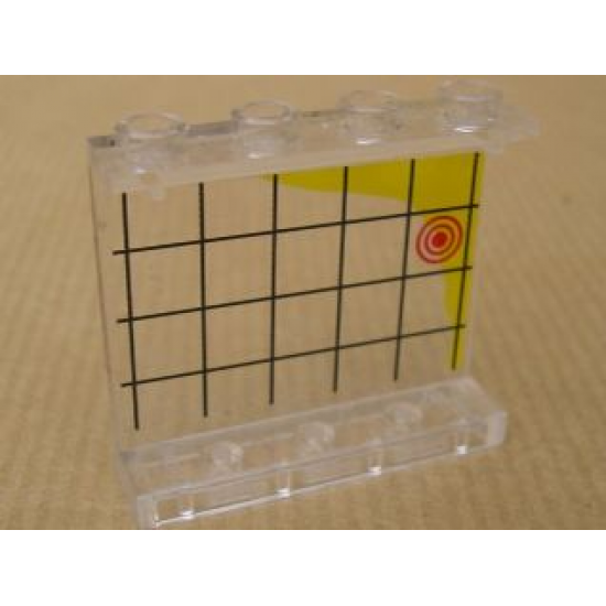 Panel 1 x 4 x 3 - Hollow Studs with Black Grid, Yellow Coast Line and Red Circles Pattern (Sticker) - Set 7047