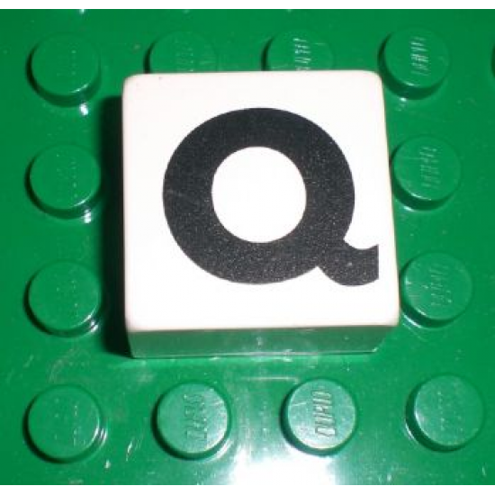 Duplo, Tile 2 x 2 x 1 with Black Capital Letter Q Pattern