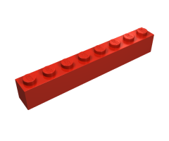 Brick 1 x 8 without Bottom Tubes, with Cross Supports