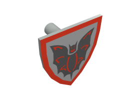 Minifigure, Shield Triangular with Black Bat on Silver Background Pattern
