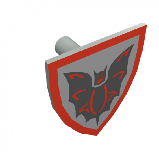 Minifigure, Shield Triangular with Black Bat on Silver Background Pattern