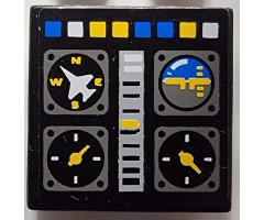 Tile 2 x 2 with Avionics Controls Pattern (Sticker) - Set 8222