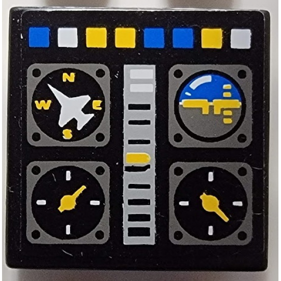 Tile 2 x 2 with Avionics Controls Pattern (Sticker) - Set 8222