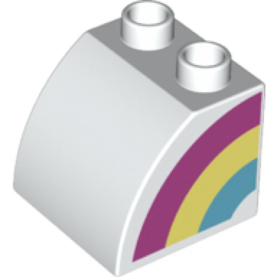 Duplo, Brick 2 x 2 x 1 1/2 with Curved Top with Rainbow Half on Left Side Pattern