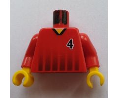 Torso Soccer Black Fading Stripes and No. 4 Front and Back Pattern / Red Arms / Yellow Hands